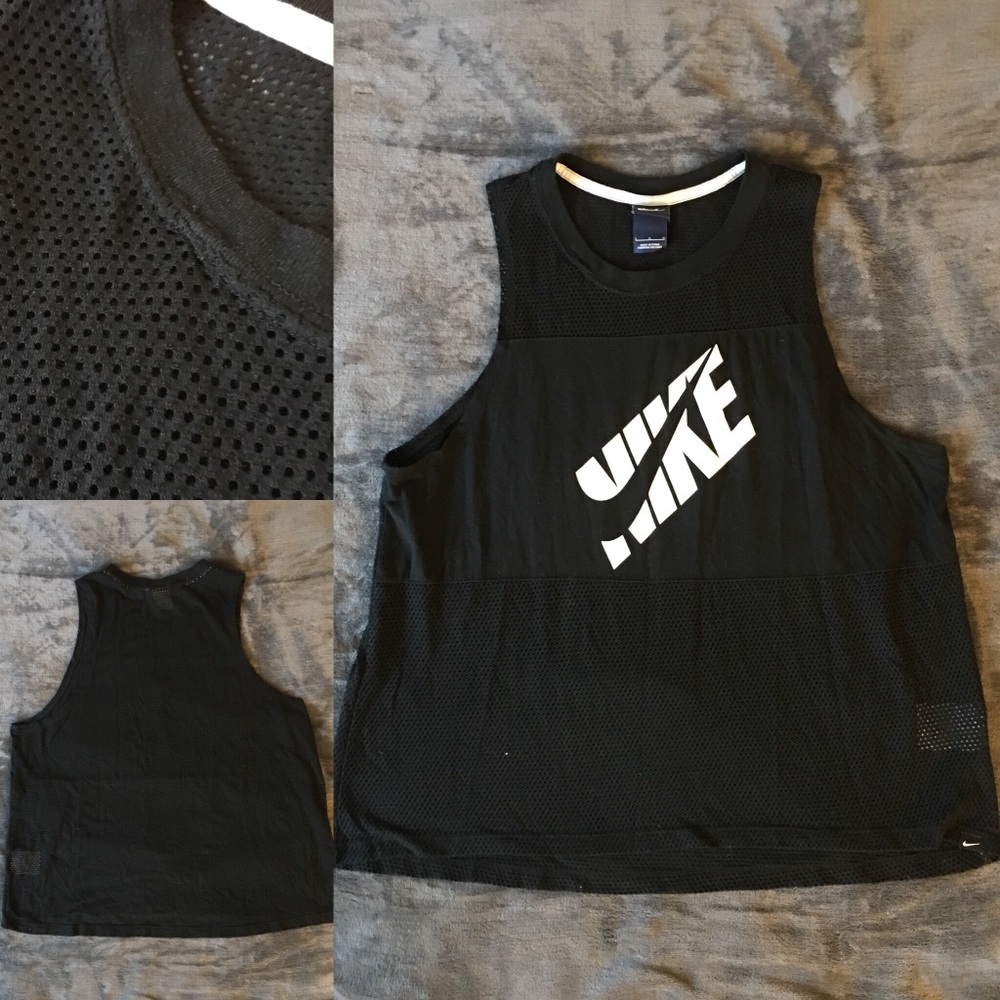 NIKE graphic black mesh workout shirt
